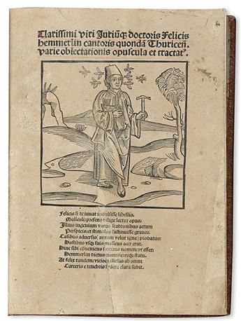 INCUNABULA  HEMMERLIN, FELIX. Opuscula et tractatus.  1497